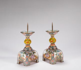 Qing Dynasty Court Enamel Painted Candlestick