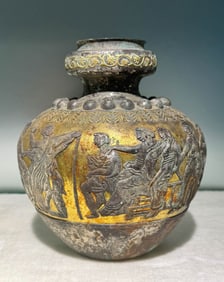 TANG DYNASTY SILVER GILDED PERSIAN FIGURE JAR