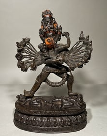 PRE-MING DYNASTY ALLOY COPPER AND MUSITANG STYLE BUDDHA STATUE