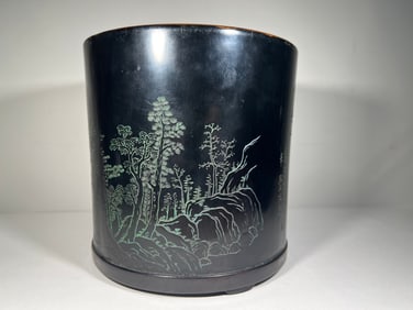 QING DYNASTY BOXWOOD LACQUER BRUSH HOLDER
