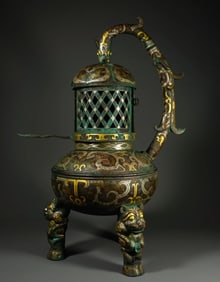 WARRING STATES PERIOD INLAID GOLD AND SILVER INCENSE BURNER