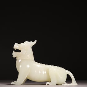 QING DYNASTY HOTAN WHITE JADE AUSPICIOUS BEAST INCENSE BURNER