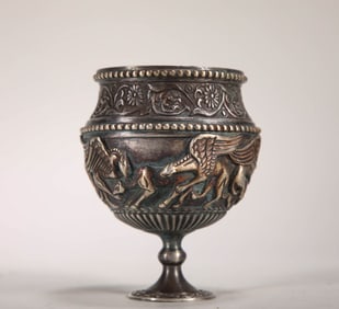 TANG DYNASTY SILVER GILDED PERSIAN CUP