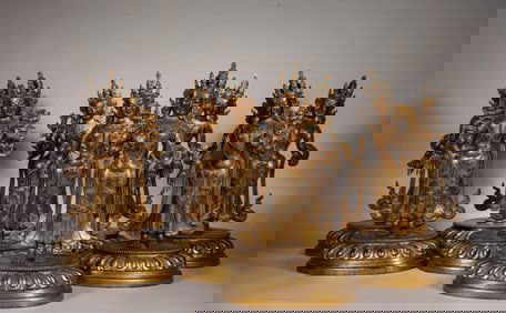 GILDED EIGHT BODHISATTVAS FROM THE QING DYNASTY