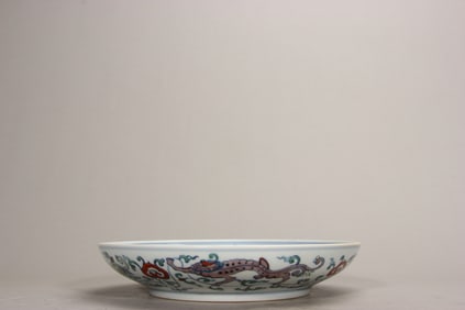 QING DYNASTY DOUCAI DRAGON PLATE