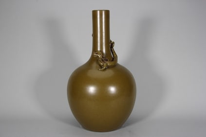 QING DYNASTY TEA-LEAF GLAZE DRAGON-SHAPED ZUN