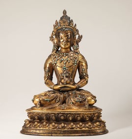 GILDED BUDDHA OF LONGEVITY FROM THE QING DYNASTY