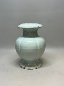 MING DYNASTY WHITE GLAZE CARVED POMEGRANATE VASE