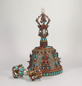 A GEMSTONE-INLAID RITUAL IMPLEMENT FROM THE QING DYNASTY