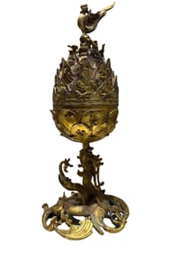 WARRING STATES PERIOD GILDED BRONZE BOSHAN FURNACE