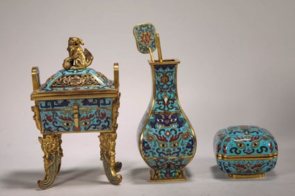 QING DYNASTY CLOISONNE STOVE BOTTLE BOX