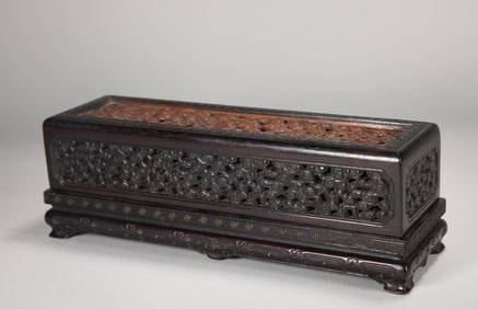 QING DYNASTY ROSEWOOD INLAID BOXWOOD INCENSE BOX