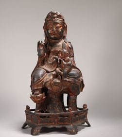 MING DYNASTY BRONZE GOLD-CLAY GUANYIN