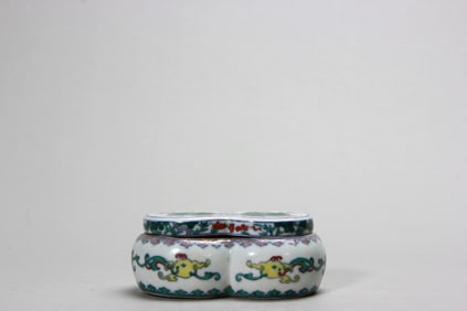 DOUCAI INK BOX OF QING DYNASTY