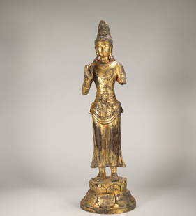 SONG DYNASTY GILDED DALI BUDDHA STATUE: Name SONG DYNASTY GILDED DALI BUDDHA STATUE Dimensions H:40CM Condition Additional photographs and Condition reports are provided by request as a courtesy to our clients, as such any co