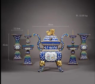 QING DYNASTY COPPER-BASED PAINTED ENAMEL FIVE OFFERINGS