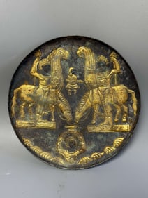 TANG DYNASTY SILVER GILDED PERSIAN FIGURE PLATE