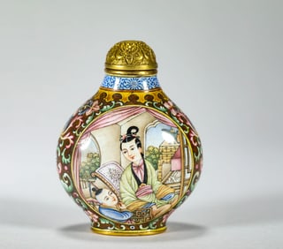 QING DYNASTY COPPER-BASED PAINTED ENAMEL FIGURE TOBACCO PIPE