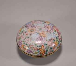 QING DYNASTY COPPER-BASED PAINTED ENAMEL INK BOX