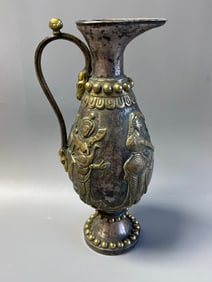 TANG DYNASTY SILVER GILDED PERSIAN FIGURE POT