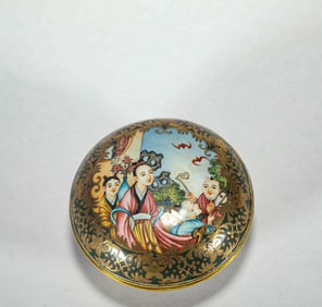QING DYNASTY COPPER-BASED PAINTED ENAMEL LIDDED BOX