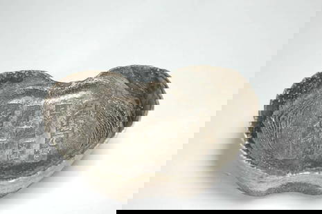 QING DYNASTY SILVER INGOT: Name QING DYNASTY SILVER INGOT Dimensions H:6.5CM L:11CM WT:1856G Condition Additional photographs and Condition reports are provided by request as a courtesy to our clients, as such any