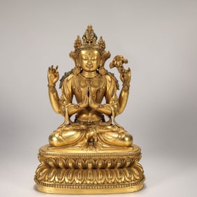 MING DYNASTY GILDED FOUR-ARMED BODHISATTVA