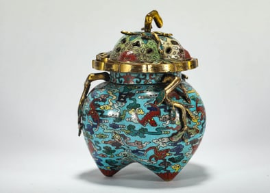 QING DYNASTY CLOISONN? PEACH INCENSE BURNER