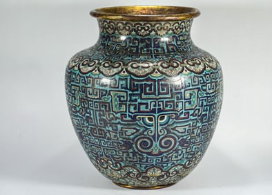 QING DYNASTY CLOISONN? TAIBAI JAR WITH ANIMAL FACE PATTERN