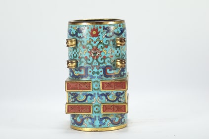 QING DYNASTY CLOISONN? BROWN BRUSH HOLDER