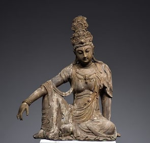 SONG DYNASTY WOOD CARVING OF GUANYIN