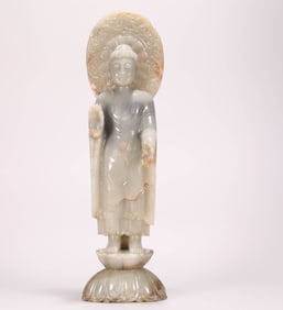 QING DYNASTY HETIAN JADE BUDDHA STATUE