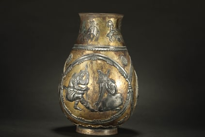 TANG DYNASTY SILVER GILDED PERSIAN JAR