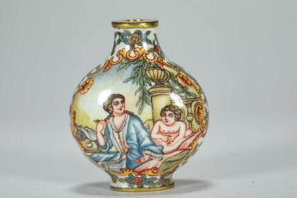 QING DYNASTY COPPER-BASED PAINTED ENAMEL TOBACCO PIPE