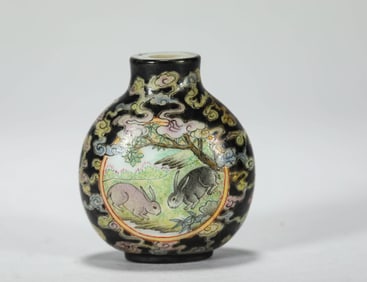 QING DYNASTY ENAMELED TOBACCO PIPE