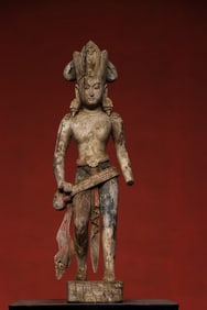 SONG DYNASTY WOOD-CARVED GANDHARA BUDDHA STATUE