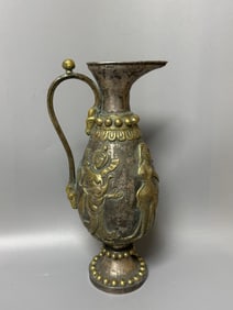 TANG DYNASTY SILVER GILDED PERSIAN FIGURE VASE