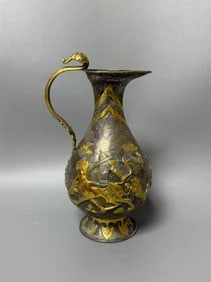 TANG DYNASTY SILVER GILDED PERSIAN FIGURE VASE