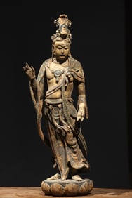 SONG DYNASTY WOOD CARVING OF BODHISATTVA