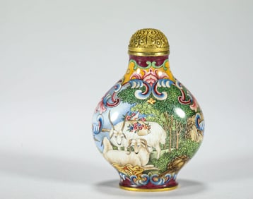 QING DYNASTY COPPER-BASED PAINTED ENAMEL TOBACCO PIPE