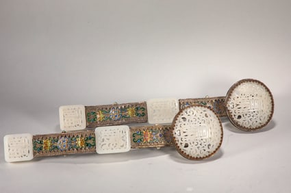QING DYNASTY HETIAN JADE GOLD-WRAPPED RUYI