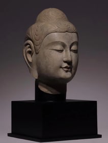 NORTHERN DYNASTIES BLUE-WHITE STONE YECHENG BUDDHA HEAD