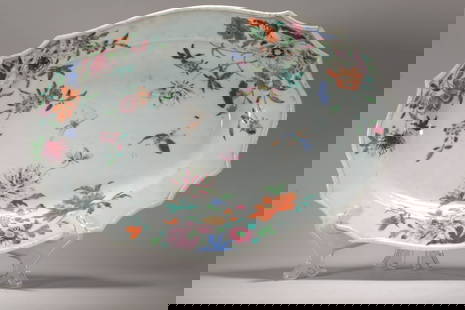 QING DYNASTY FAMILLE ROSE FLOWER PLATE: Name QING DYNASTY FAMILLE ROSE FLOWER PLATE Dimensions H:305CM L:33CM Condition Additional photographs and Condition reports are provided by request as a courtesy to our clients, as such