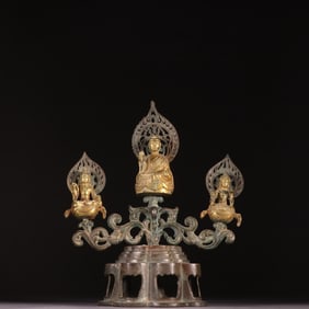 TANG DYNASTY SILVER GILT BUDDHA STATUE