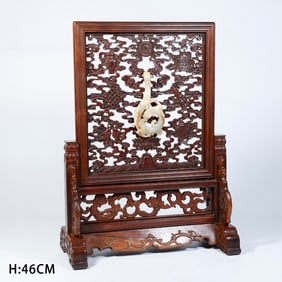 QING DYNASTY HUANGHUALI JADE INLAID SCREEN