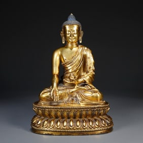 GILDED MEDICINE BUDDHA FROM THE MING DYNASTY