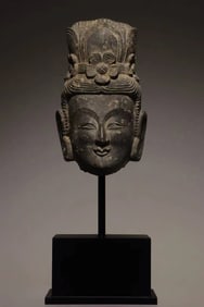 GREAT WEI BLUESTONE BUDDHA HEAD