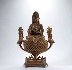 GILDED CHILD-GIVING GUANYIN FROM THE MING DYNASTY