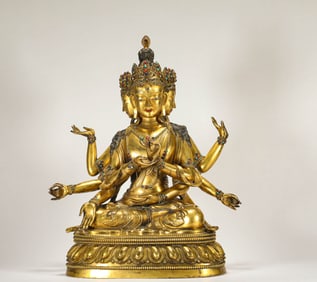 GILDED STATUE OF THE VICTORY MOTHER OF BUDDHA FROM THE QING DYNASTY