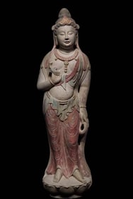 TANG DYNASTY PAINTED BODHISATTVA